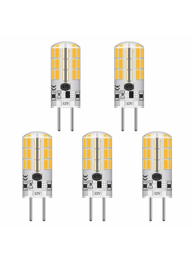 Lacnooe مصباح LED بقاعدة بي-بين GY6.35 G6.35 بقوة 4 واط AC DC 12 فولت من سيليكا جل كريستال دافئ أبيض 2700K-3000K للإضاءة المناظر الطبيعية، نوع JC، معادل 25 واط - 30 واط لمصابيح هالوجين Q35/CL/T4 (عبوة 5) 4 واط دافئ أبيض G4-4W-SG-4 - Image 1