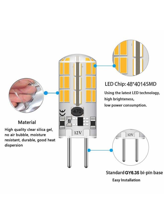 Lacnooe مصباح LED بقاعدة بي-بين GY6.35 G6.35 بقوة 4 واط AC DC 12 فولت من سيليكا جل كريستال دافئ أبيض 2700K-3000K للإضاءة المناظر الطبيعية، نوع JC، معادل 25 واط - 30 واط لمصابيح هالوجين Q35/CL/T4 (عبوة 5) 4 واط دافئ أبيض G4-4W-SG-4 - Image 3