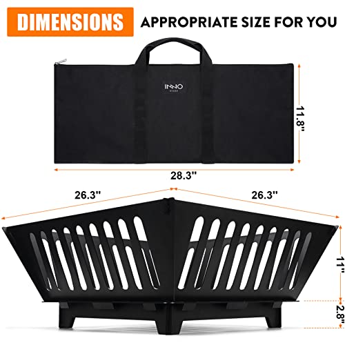 INNO STAGE Fire Pit 25 Inch Outdoor Outside Wood Burning Portable Firepit Log Stove Fireplace for BBQ Camping Campfire Bonfire Backyard Garden Picnic Patio with Carrying Bag - Image 2