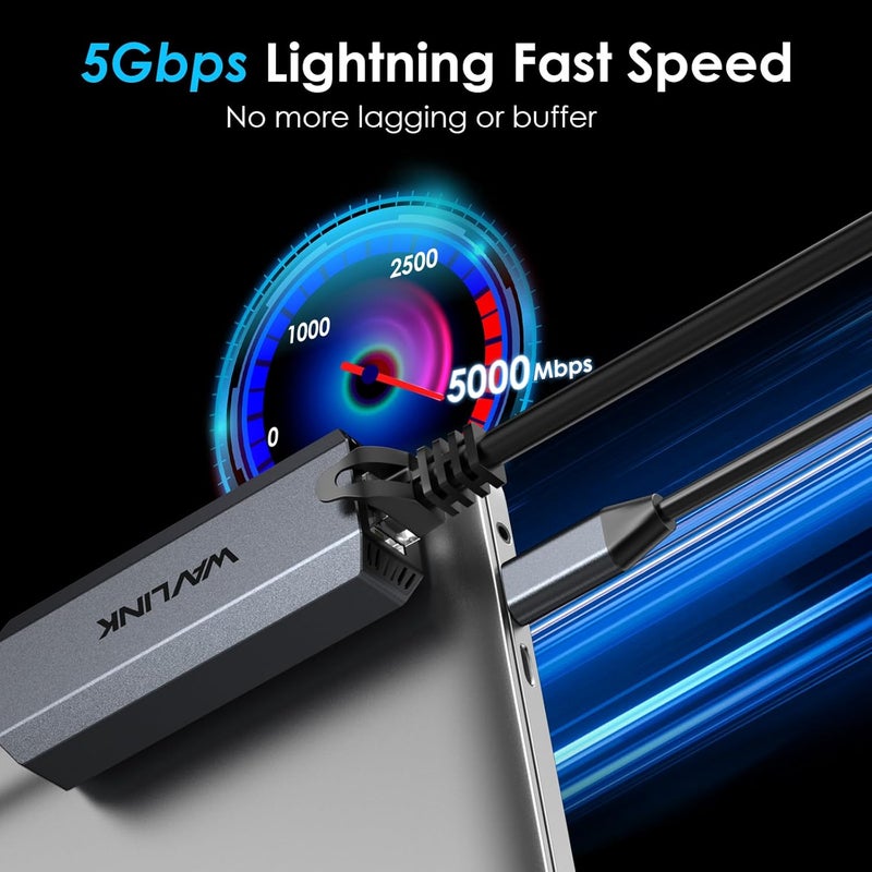 واف لينك محول USB C إلى إيثرنت 5G، محول إيثرنت 5G للكمبيوتر المحمول، متوافق مع جهاز Type C للاتصال بالشبكة لأجهزة MacBook وXPS وiPad Pro - Image 2