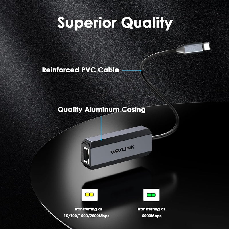 واف لينك محول USB C إلى إيثرنت 5G، محول إيثرنت 5G للكمبيوتر المحمول، متوافق مع جهاز Type C للاتصال بالشبكة لأجهزة MacBook وXPS وiPad Pro - Image 5
