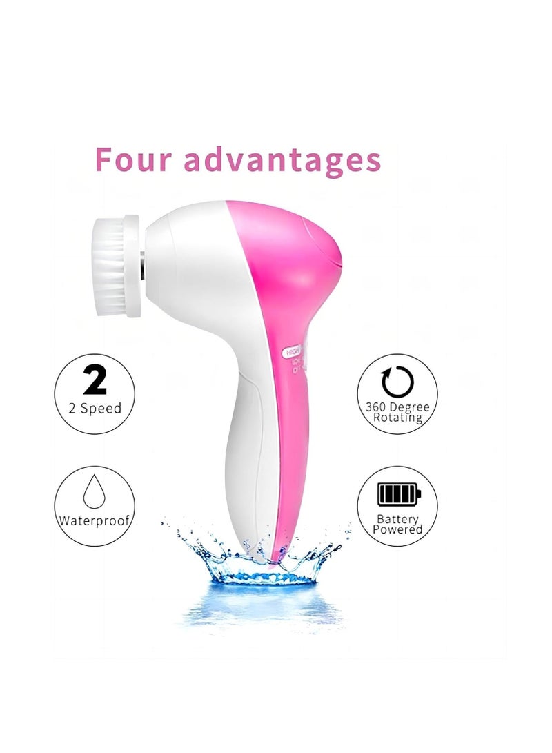 ECVV Facial Cleansing Brush, Electric Face Scrubber, 5 in 1 Portable Facial Pore Cleaner with 5 Brush Heads - Image 4