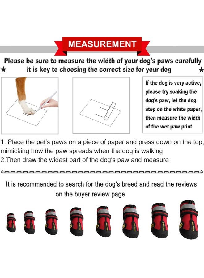 QUMY Dog Shoes for Large Dogs, Medium Dog Boots & Paw Protectors for Winter Snowy Day, Summer Hot Pavement, Waterproof in Rainy Weather, Outdoor Walking, Indoor Hardfloors Anti Slip Sole Red Size 4 - Image 2
