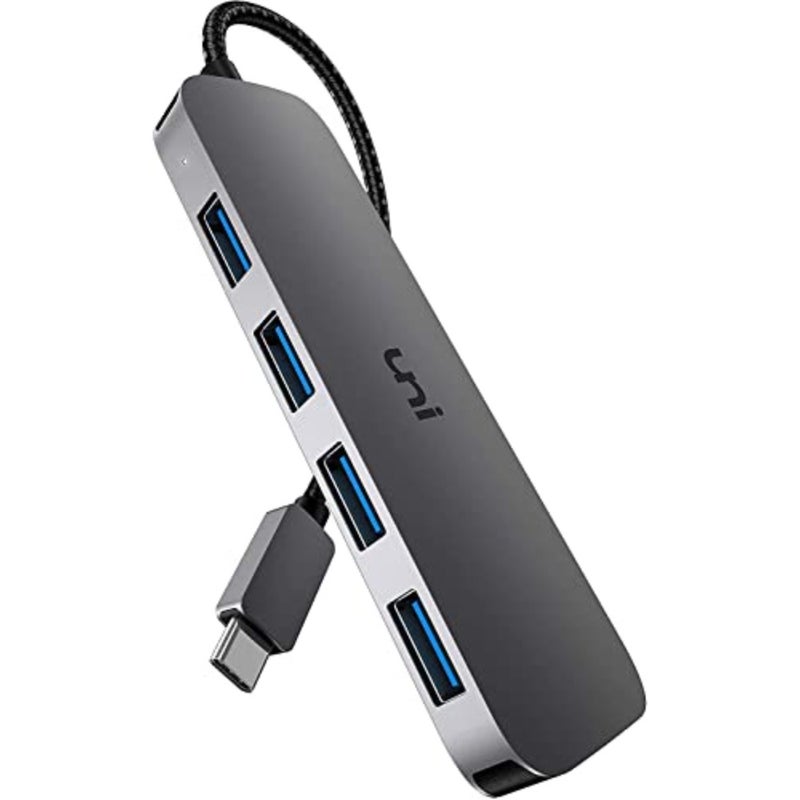 USB C to USB Hub Multiport Adapter, Aluminum 4 Ports USB C Splitter for Laptop, Slim Thunderbolt 3/4 Data USB Hub Compatible for MacBook Pro/Air, iPad Pro, Dell, Chromebook Keyboard, Mouse, HDD - Image 1
