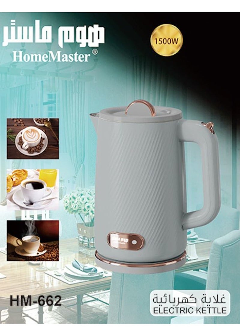 Home Master 1.8L Grey Plastic Electric Kettle with Advanced Safety Features and Double Wall 1500W - Image 2