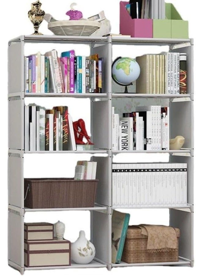 بلومنغ تايم رف كتب مكون من 8 رفوف من القماش الناعم لتنظيم وتنظيم الكتب، رف كتب للغرفة، خزائن كتب قائمة (اللون: رمادي) - Image 1