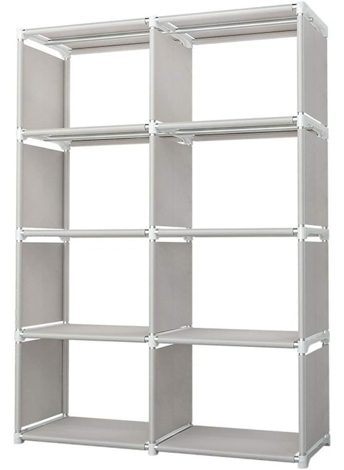 بلومنغ تايم رف كتب مكون من 8 رفوف من القماش الناعم لتنظيم وتنظيم الكتب، رف كتب للغرفة، خزائن كتب قائمة (اللون: رمادي) - Image 3