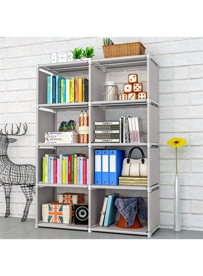 بلومنغ تايم رف كتب مكون من 8 رفوف من القماش الناعم لتنظيم وتنظيم الكتب، رف كتب للغرفة، خزائن كتب قائمة (اللون: رمادي) - Image 4