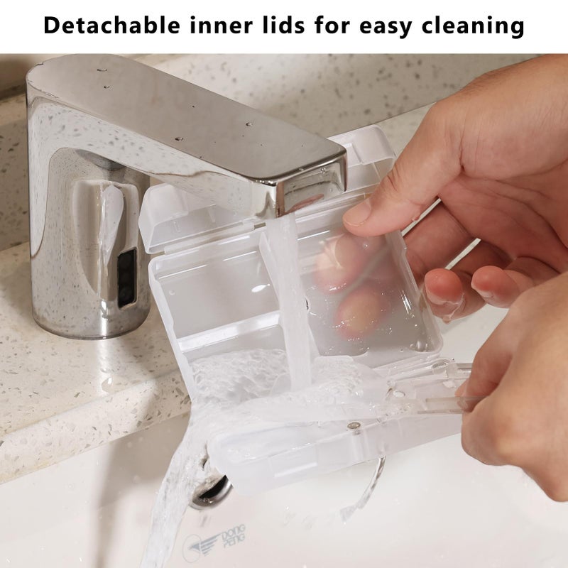 FYY Daily Pill Organizer, 7 Compartments Portable Pill Case Travel Pill Organizer,[Folding Design] Pill Box for Purse Pocket to Hold Vitamins,Cod Liver Oil,Supplements and Medication-Clear - Image 5