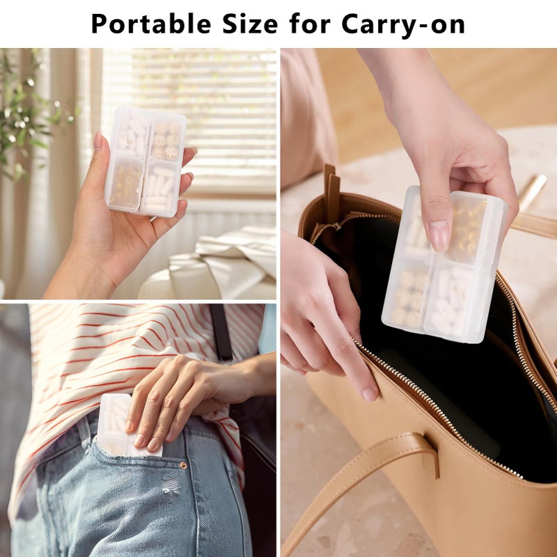 FYY Daily Pill Organizer, 7 Compartments Portable Pill Case Travel Pill Organizer,[Folding Design] Pill Box for Purse Pocket to Hold Vitamins,Cod Liver Oil,Supplements and Medication-Clear - Image 3