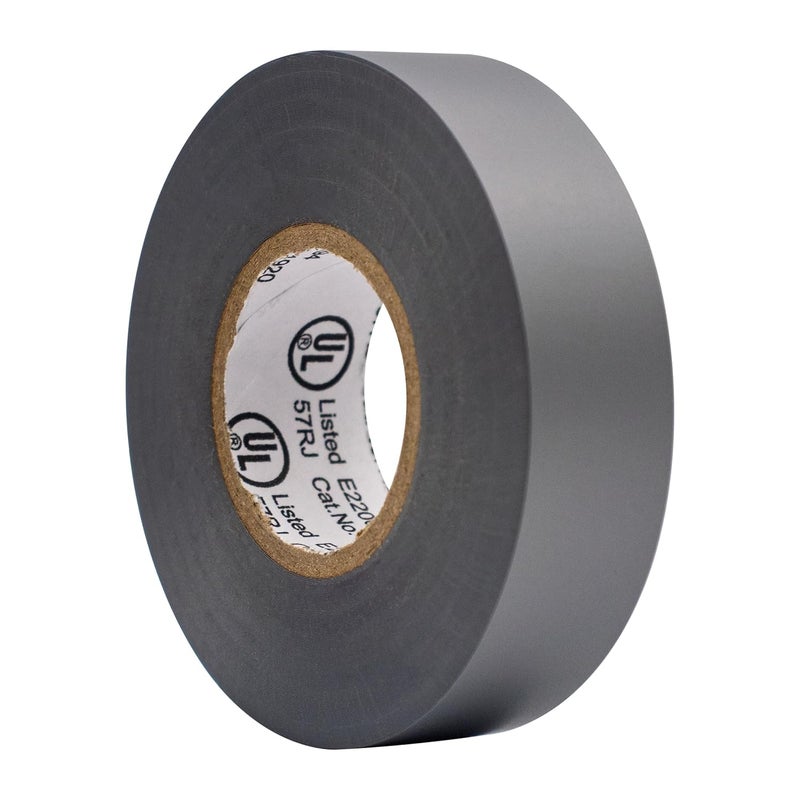 TradeGear (1PK Gray Colored Electrical Tape - PVC General Purpose - Waterproof, Flame-Retardant, Rubber Based Adhesive, UL Listed - Rated for Max. 600V and 80oC Use – 60’ x 3/4" x 0.07" - Image 1