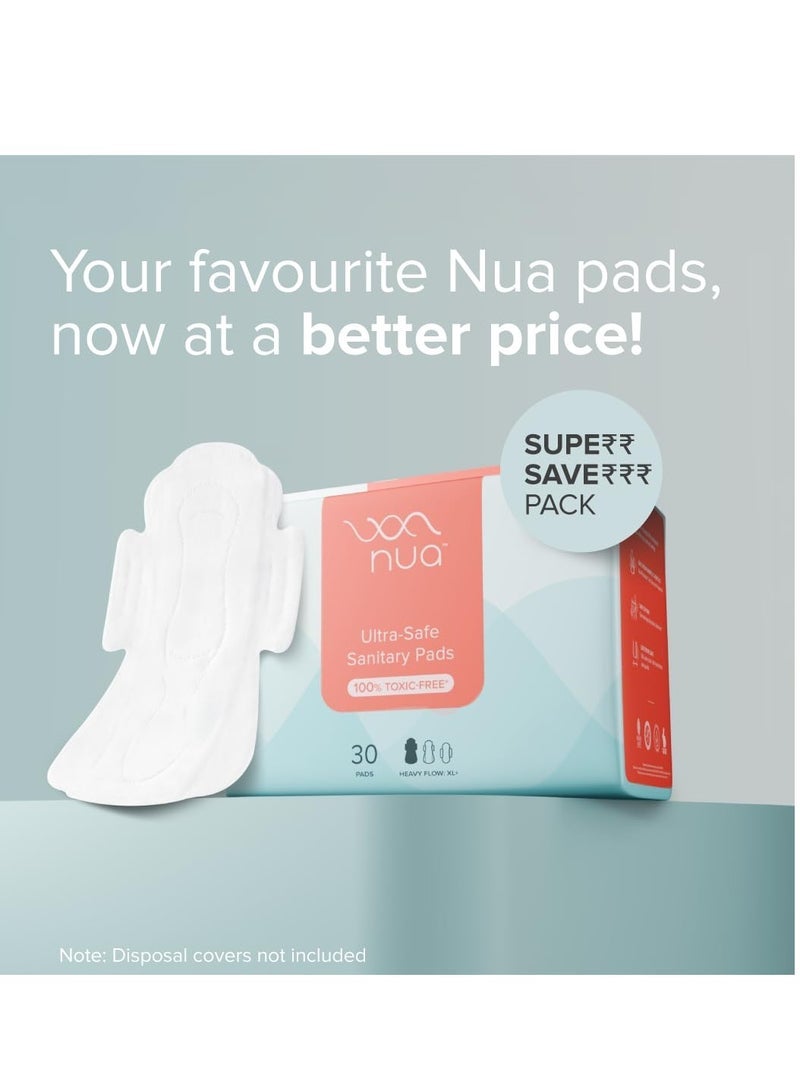 نوا فوط صحية فائقة الأمان للنساء | عبوة سوبر سيفر من 30 قطعة | XL+ امتصاص التدفق الثقيل | مانعة للتسرب وغير معطرة وخالية من السموم | لطيف على البشرة الحساسة | تنفس وخالي من الطفح الجلدي - Image 2