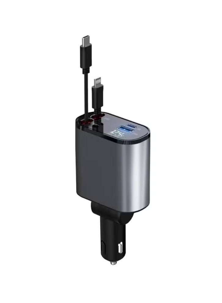UMIXPRO Car Charger 66W Retractable 4 in 1 Fast Car Phone Charger with Retractable Cables & USB Compatible - Image 1