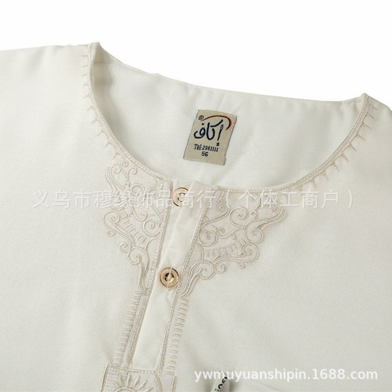 Men's Solid Long Robe with Stand Collar – Half-Zip Front, Pockets, Loose Fit – Casual  Wear - Image 4