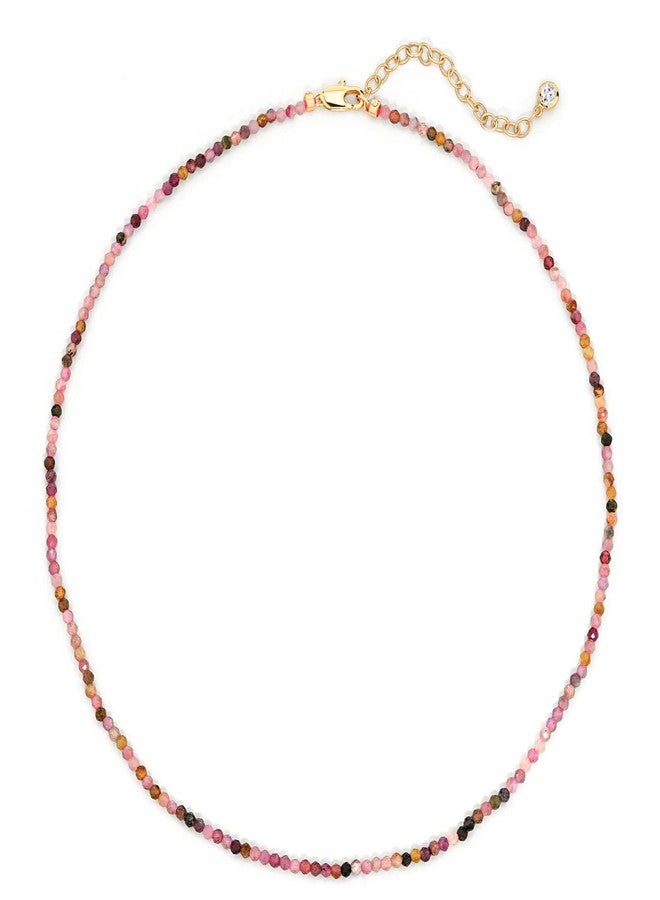 ميفيكو قلادة شوكر ذهبية من ميفيكو للنساء، مطلية بذهب عيار 18 قيراط، مصنوعة يدويًا، مرصعة بأحجار التورمالين الملونة، هدية مثالية لفصل الصيف. - Image 1