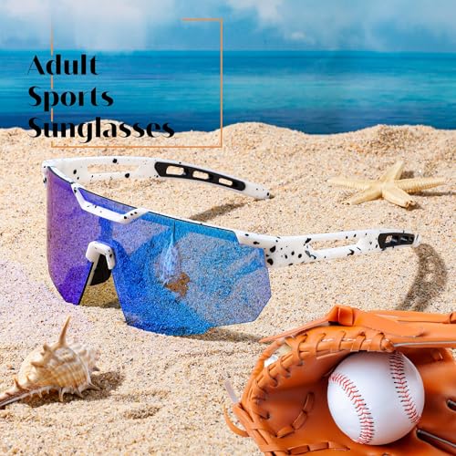 Karsaer Cycling Non-Polarized Sunglasses for Men Women, Sport Non-Polarized Sunglasses for Baseball Softball Running Fishing Golf UV400 E1263, Blue, Large - Image 5