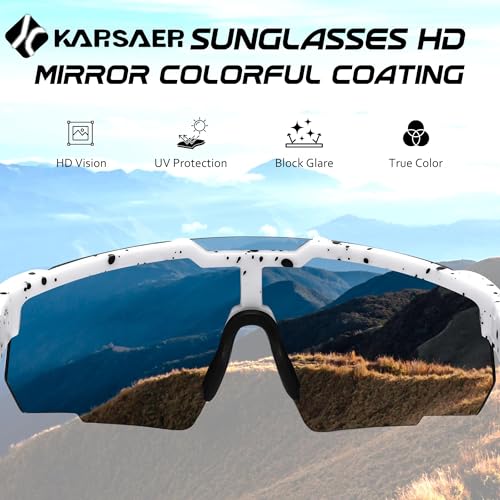 Karsaer Cycling Non-Polarized Sunglasses for Men Women, Sport Non-Polarized Sunglasses for Baseball Softball Running Fishing Golf UV400 E1263, Blue, Large - Image 4