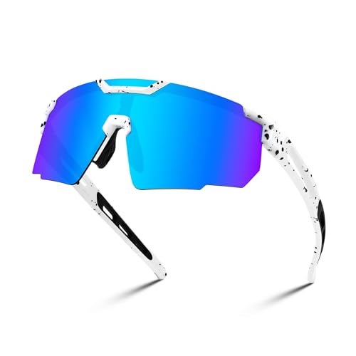 Karsaer Cycling Non-Polarized Sunglasses for Men Women, Sport Non-Polarized Sunglasses for Baseball Softball Running Fishing Golf UV400 E1263, Blue, Large - Image 1