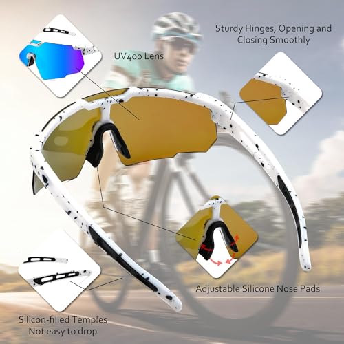 Karsaer Cycling Non-Polarized Sunglasses for Men Women, Sport Non-Polarized Sunglasses for Baseball Softball Running Fishing Golf UV400 E1263, Blue, Large - Image 3