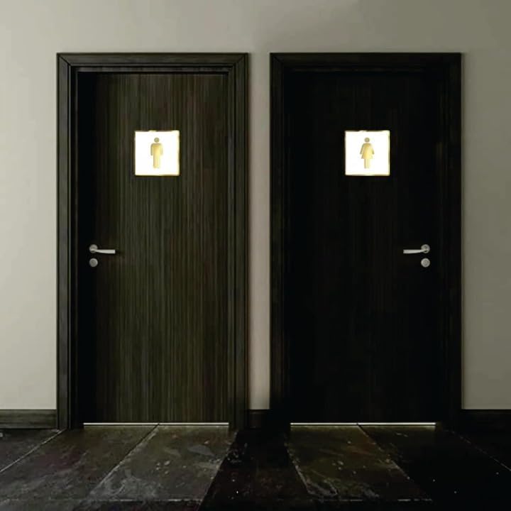 Sign Studio Premium White Gold Finish Acrylic Men, Women, Restroom, Push & Pull Door Sign Set – Easy Mount 3M Self-Adhesive Tape Signage for Hotel, Office, Corporate & Business Use - Image 1