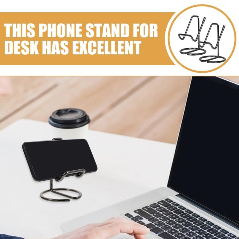 Black Metal Portable Phone Holder For Desk Office Home - Image 4