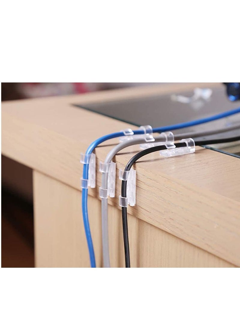 KASTWAVE DELFINO Adhesive Cable Clips Wire, 60Pcs Clips Management, Plastic Cable Organizer Clear Cable Cord Holder Drop Cable Cramp for Office, Stage, Outdoor Scene, Car and Home (Small) - Image 2