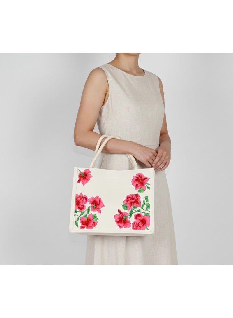 جينتيك حقيبة حمل فنية جمالية - حقيبة كتف فنية مرسومة، حقيبة تسوق قماشية قابلة لإعادة الاستخدام، هدية مثالية للنساء