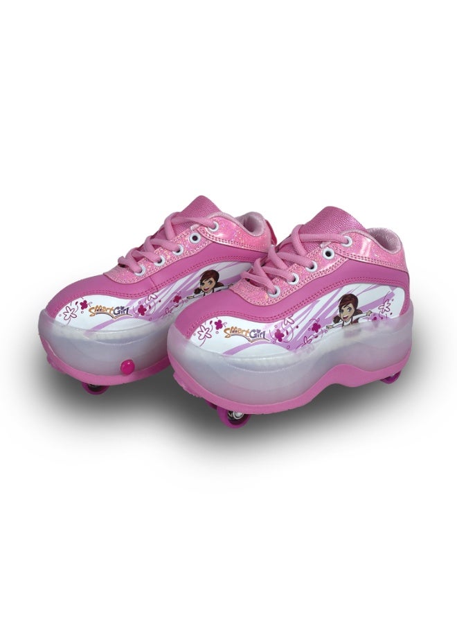 Loquat Kuromi Kids Roller Skates 4 Wheel Flashing Skate Shoes With Led Lights Usb Rechargeable Stylish u0026 Fun For Girls - Image 2