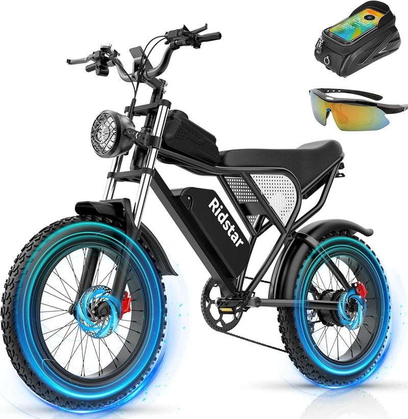 Bopzin Electric Bike for Adults, 𝟭𝟬𝟬𝟬/𝟭𝟮𝟬𝟬/𝟭𝟱𝟬𝟬/𝟮𝟬𝟬𝟬𝗪,25/30/35MPH Dirt Bike, 48V 15/20AH,52V 40AH Removable Battery, Max 50-180Miles Motorcycle, 20" Fat Tire Ebike, 7-Speed & UL Bicicleta - Image 1