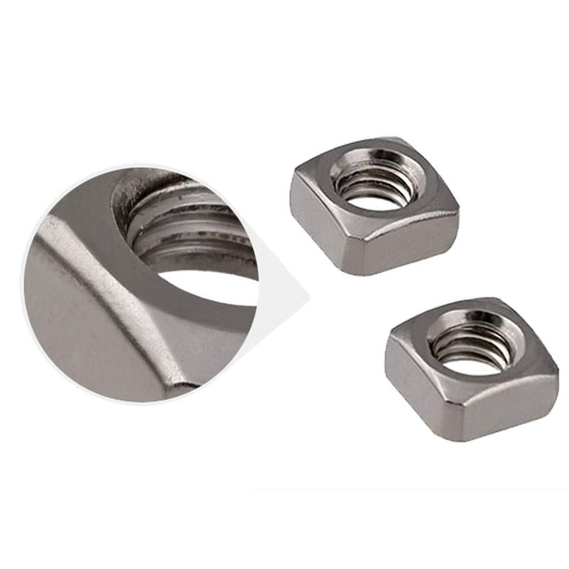 DGZ 100pcs M6 Square Nut, Metric Coarse Thread Nut,Zinc Plated, Silver Tone(Size: M6×10×5). - Image 3