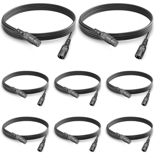 MADOWL MAD OWL 8 Packs DMX Cables DMX to XLR Signal Connection with 3 Pin Connector, XLR Cable 6ft/2m DMX Wire Extension Connectors Male and Female,for Stage Lighting - Image 1