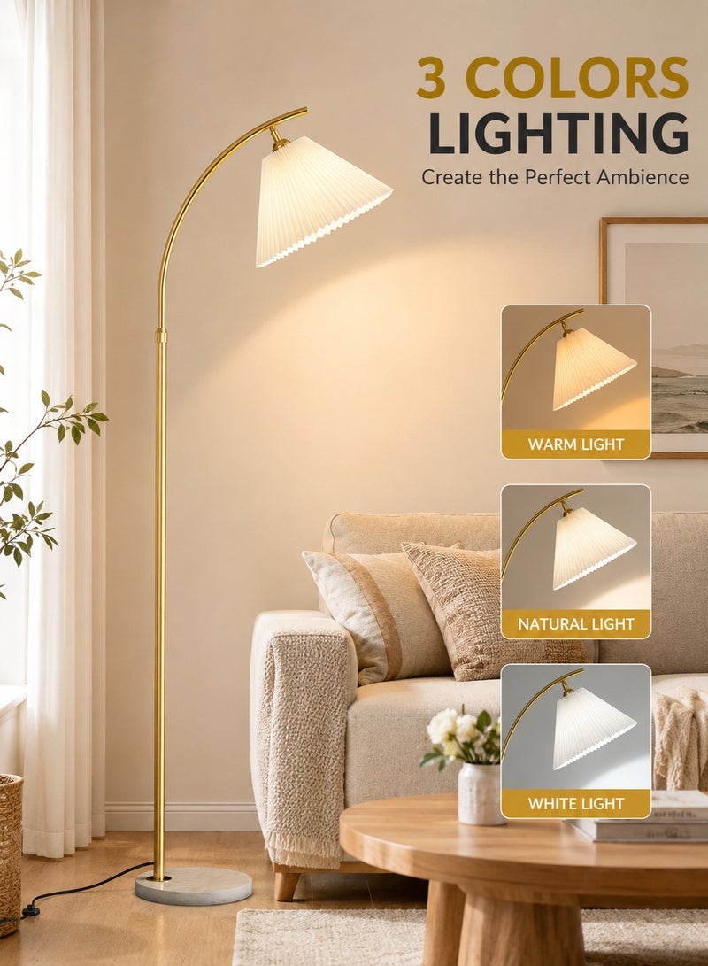 Glanfen 3 Colors Nordic Creative LED Floor Lamp Modern 12W Standing Lamp With Thickened Fabric Lampshade for Living Room Bedroom 26x26x165 cm Gold - Image 1