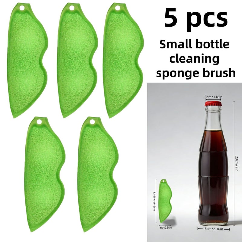 Green Pea Shape Bottle Brush 5pcs Reusable Cleaning Tool for Coffee Cups - Image 1