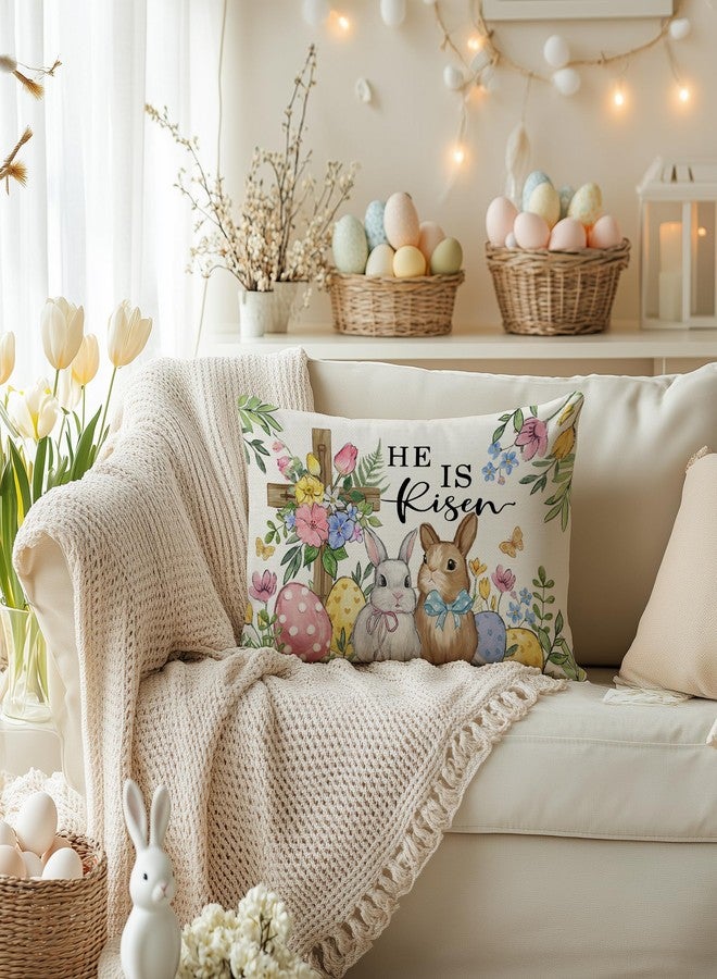 AACORS Easter Pillow Cover 12x20 Inch Cross Bunny Eggs Floral Decorative Pillow Case Holiday Party Decorations for Home Sofa Couch AA694-12 - Image 4