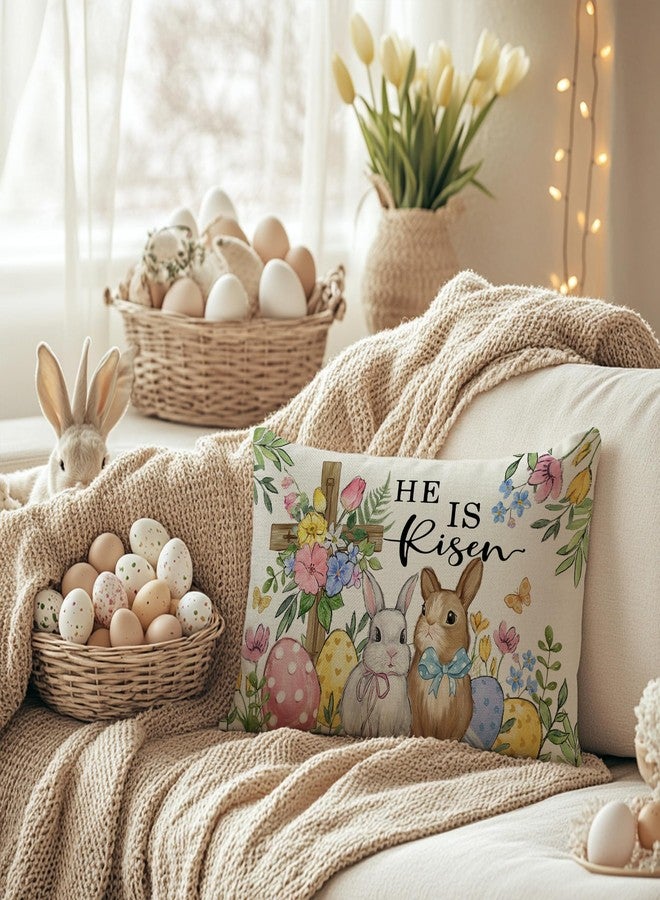 AACORS Easter Pillow Cover 12x20 Inch Cross Bunny Eggs Floral Decorative Pillow Case Holiday Party Decorations for Home Sofa Couch AA694-12 - Image 5