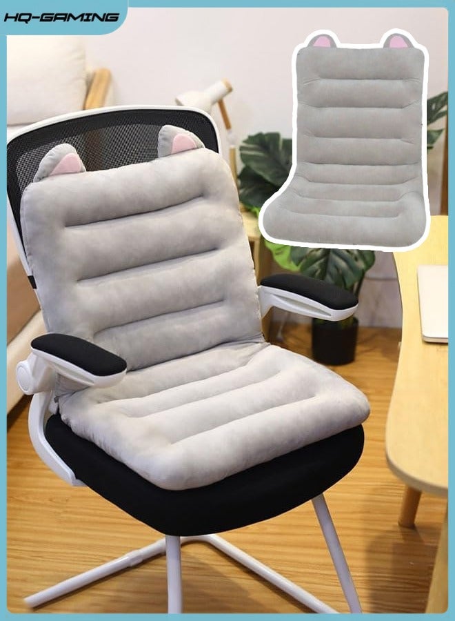 إتش كيو جيمنغ وسادة مقعد متكاملة، وسادة كرسي مكتب، وسادة كرسي مكتب ناعمة للغاية مع دعم للظهر، وسادة استرخاء مع شريط تثبيت، وسادة كرسي طالب (رمادي) - Image 1