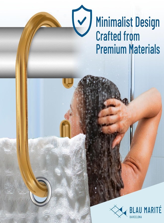 Blau Marité 12 Metal Shower Curtain Hooks, Rust-Proof Decorative C-Shaped Curtain Hooks for Bathroom, Golden Shower Curtain Rings, Fits Rods Up to 1 Inch (C, Gold) - Image 4