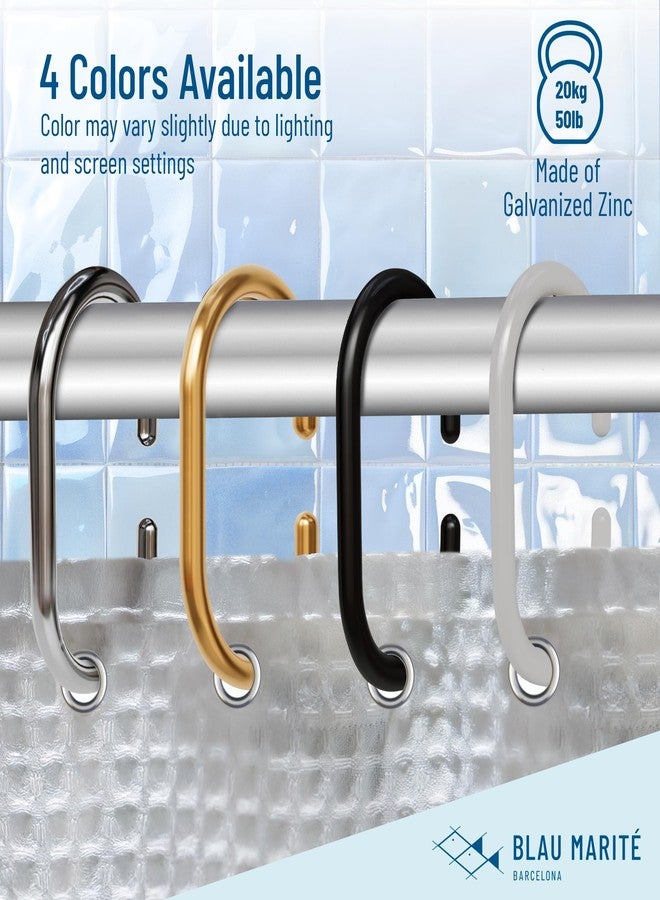 Blau Marité 12 Metal Shower Curtain Hooks, Rust-Proof Decorative C-Shaped Curtain Hooks for Bathroom, Golden Shower Curtain Rings, Fits Rods Up to 1 Inch (C, Gold) - Image 5