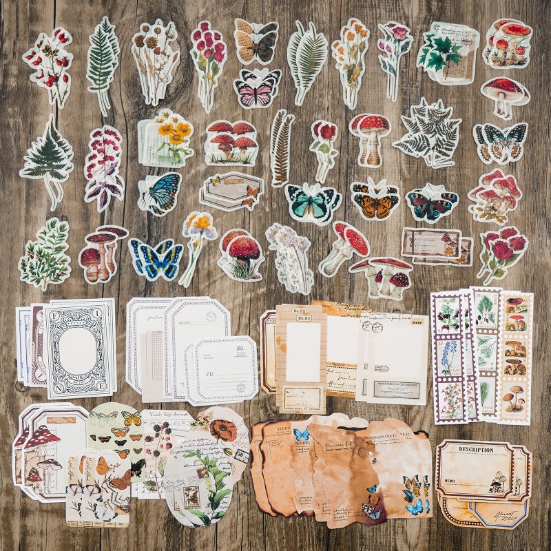Knaid Vintage Scrapbook Supplies Pack (200 Pieces) for Junk Journal Bullet Journals Planners Botanical Paper Stickers Craft Kits Aesthetic Cottagecore Collage Album (Nature) - Image 5