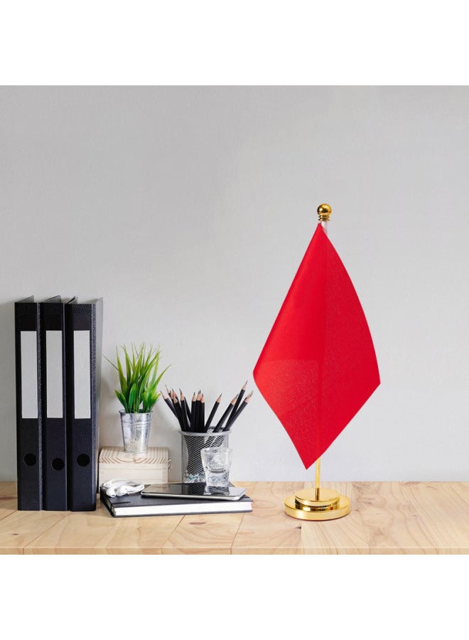 Crown Table Flag Flagpole Metal Single Rod Straight Rod Ornaments Desktop Flag Conference Room Flag Ornaments Flag Small Red Flag - Image 2