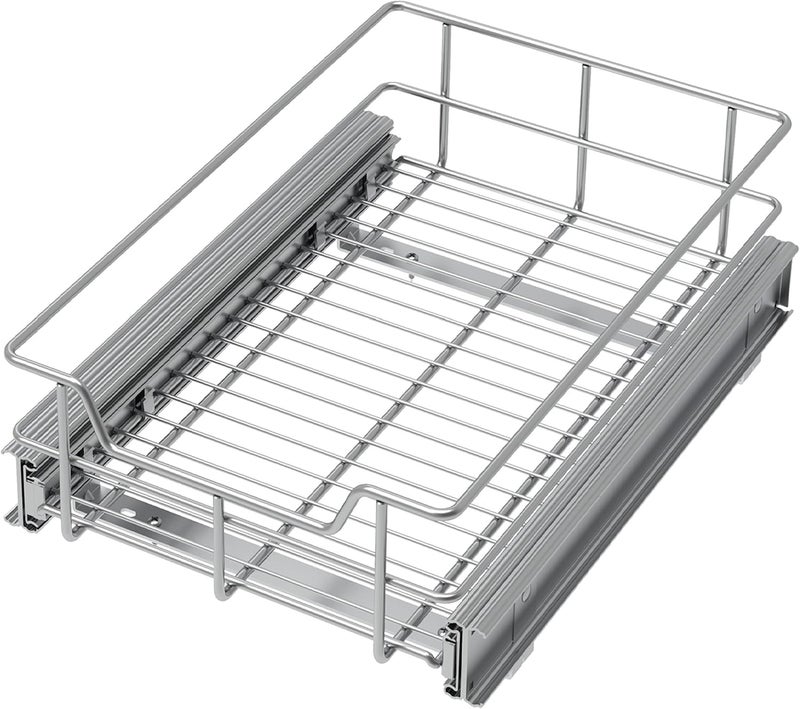 STORKING Pull Out Cabinet Organizer 9" W X 17" D, Slide Out Drawers For Kitchen Organizers and Storage, Pull Out Drawers For Cabinets Capacity Heavy Duty Caddy, Cabinet Shelves Chrome-Plated, Bathroom Pantry - Image 1