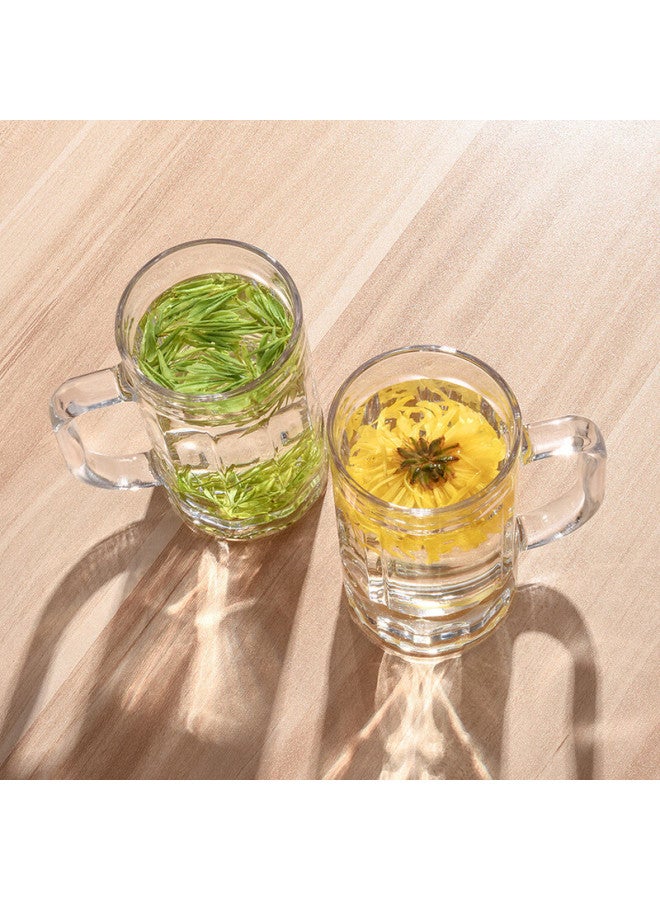 Cliton Glass Water Cups And Tea Cups With Handles, Beer Mugs, Soda Cups, Juice Cups, Beverage Cups, Set Of 6 - Image 5