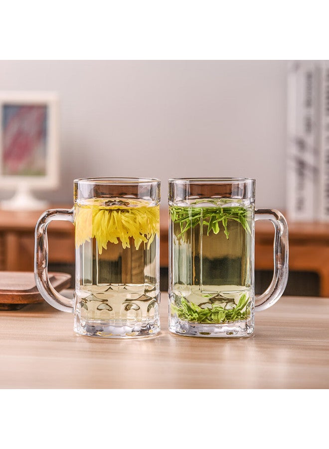 Cliton Glass Water Cups And Tea Cups With Handles, Beer Mugs, Soda Cups, Juice Cups, Beverage Cups, Set Of 6 - Image 2