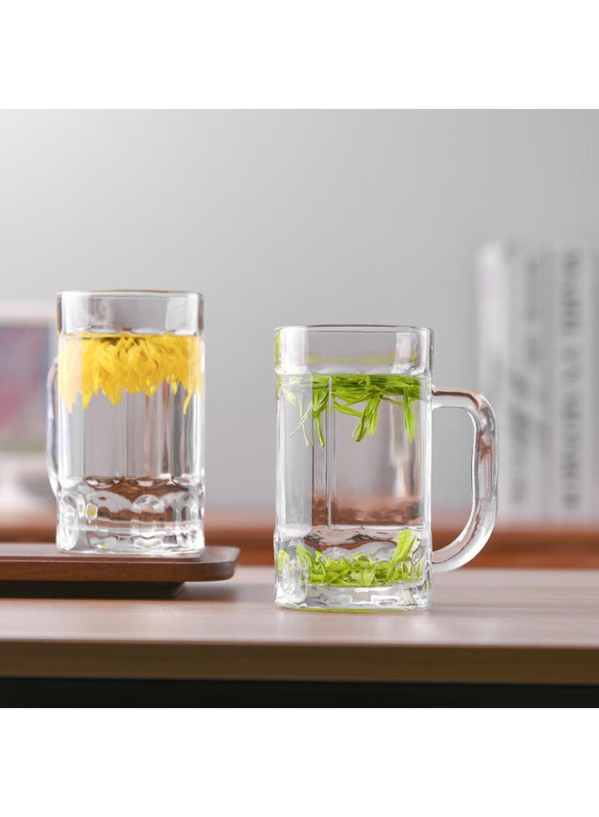 Cliton Glass Water Cups And Tea Cups With Handles, Beer Mugs, Soda Cups, Juice Cups, Beverage Cups, Set Of 6 - Image 4