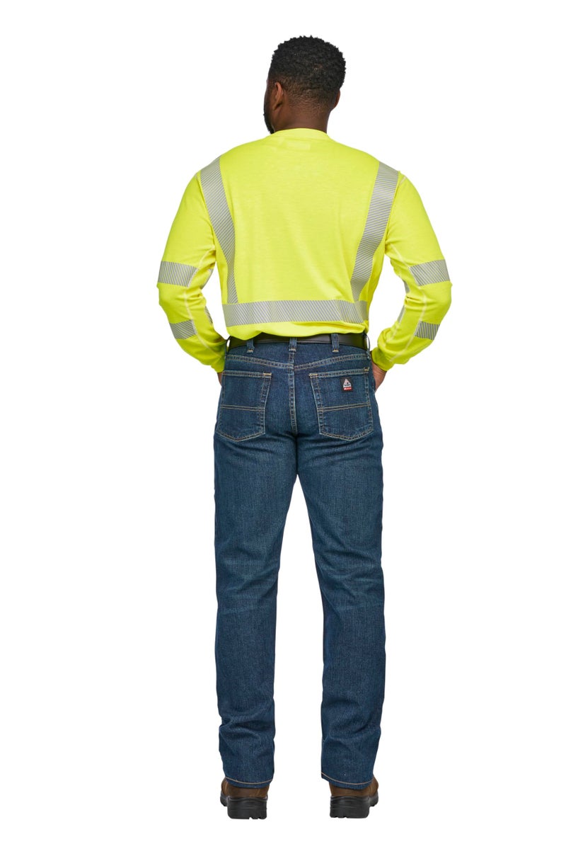 Bulwark FR Bulwark Men's Size Lightweight FR Hi-Visibility Long Sleeve T-Shirt, Yellow/Green, 2X-Large/Tall - Image 2