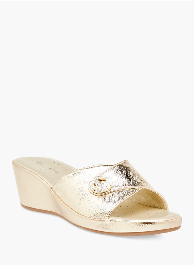 Le Confort Womens Textured Wedge Sandals With Slip On Closure  - Image 1