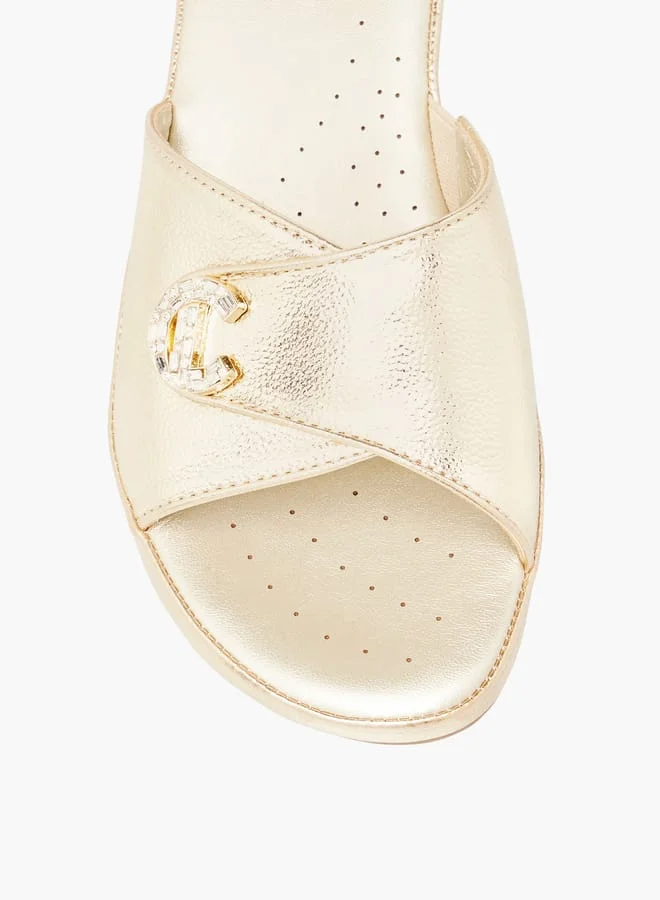 لو كونفورت Womens Textured Wedge Sandals With Slip On Closure