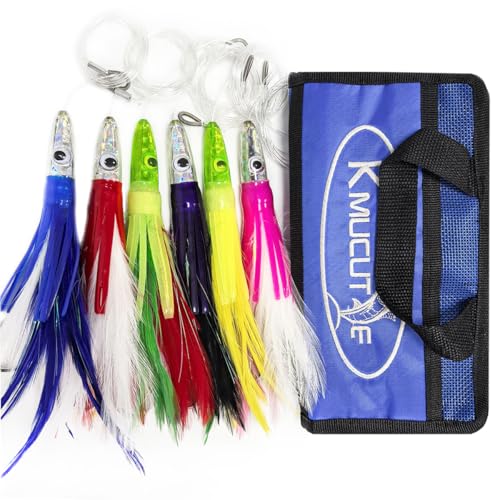 KMUCUTIE Set of 6 pcs 7 inch trolling Lure Marlin Tuna Dolphin Shark Big Game deep sea Fishing Lures Included Mesh Bag 7 INCH - Image 3