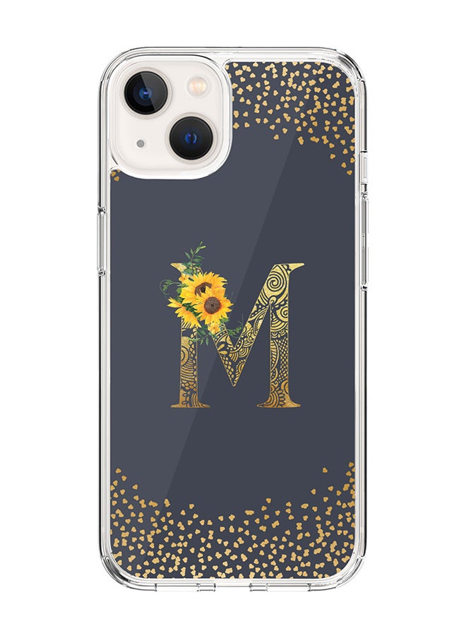 Stylizedd Classic Clear Case For iPhone 14 Plus, Hybrid Soft Case Thin Cover- Custom Monogram Initial Letter Mandala Floral Pattern Alphabet - M ( Grey)  - Image 1