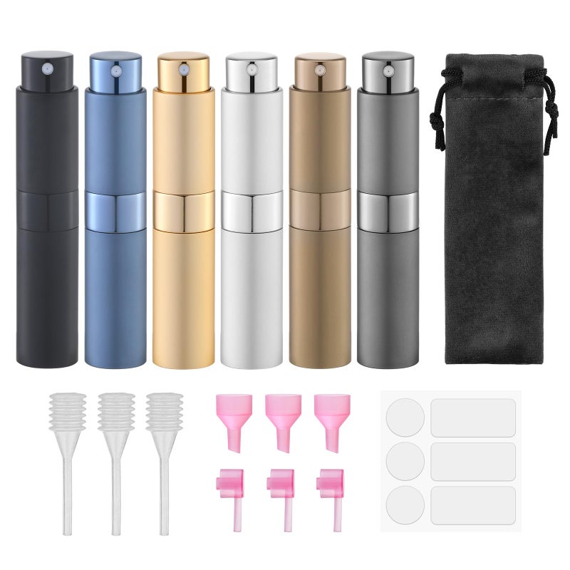 Lulupack Travel Perfume Bottle Refillable - Cologne Spray Atomizer Mini - Small Travel Size Empty Sprayer for Refill Sample Container - Portable Fragrance Decant Dispenser for Women Men 8ml 6PCS Brown - Image 1